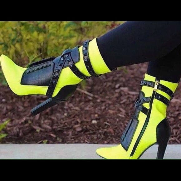 One left!! Neon Studded Heels - Picture 3 of 3